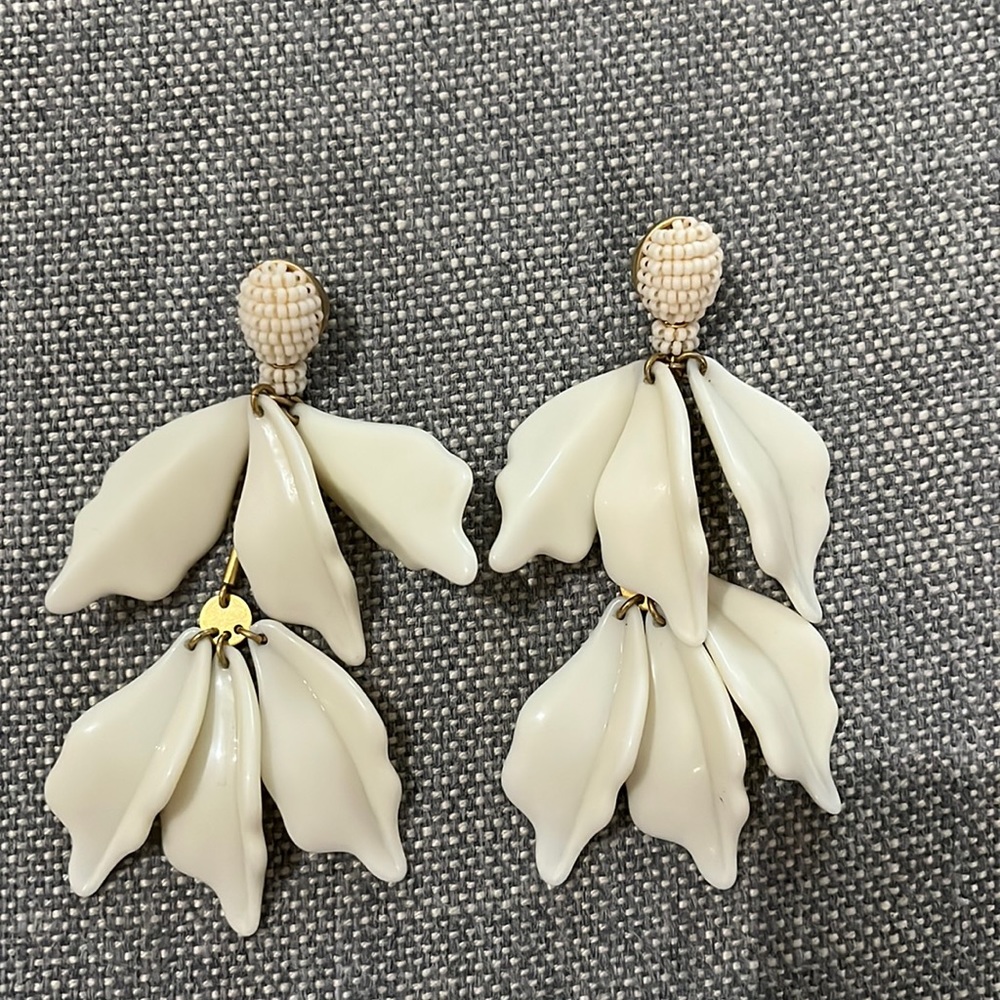 Elegant oversized Ivory double drop beaded stud earrings